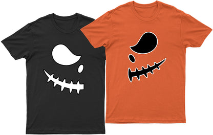 His and Her Pumpkin Half | Unisex Couples Halloween T-shirts