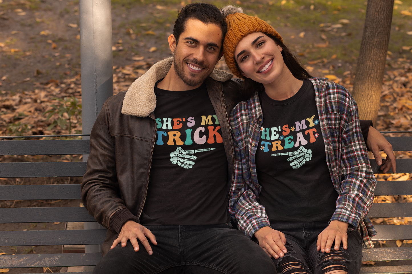 He's My Treat | She's My Trick | Unisex Couples Halloween T-shirts